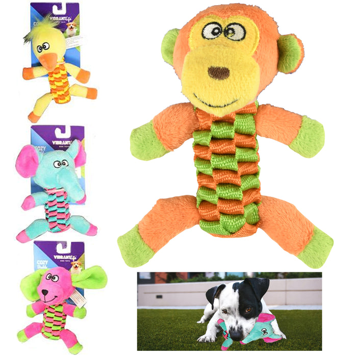 1 Pc Dog Chew Toy Squeaky Plush Puppy Pet Stuffed Animal Teething Rope Fun Play