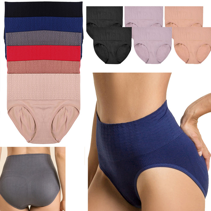 6 Pk Seamless High Waist Briefs Womens Underwear Panties Girdles Shaper One Size