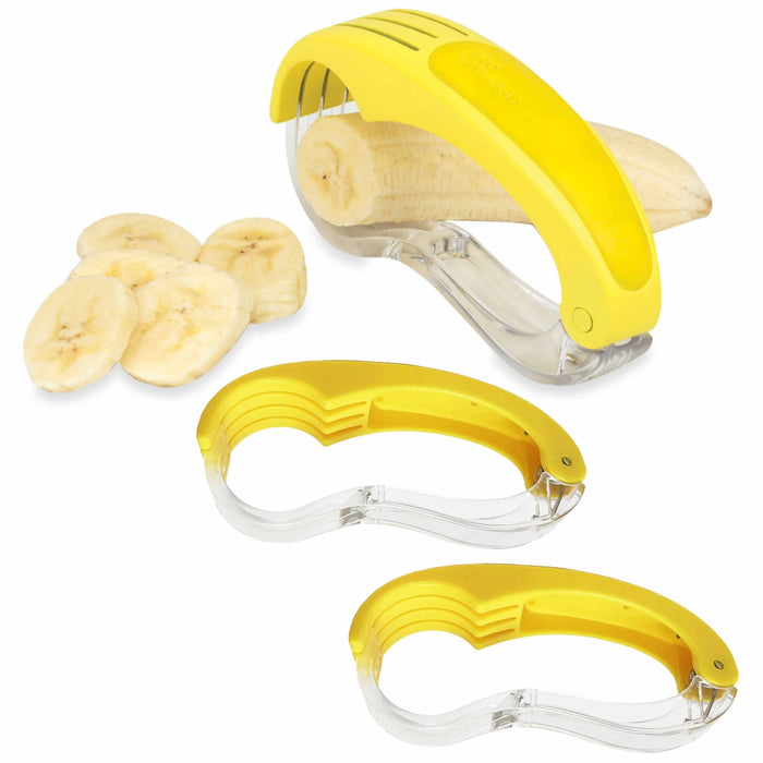 2 Pc Banana Slicer Knife Fruit Strawberry Chop Split Cutter Gadget Tools Kitchen