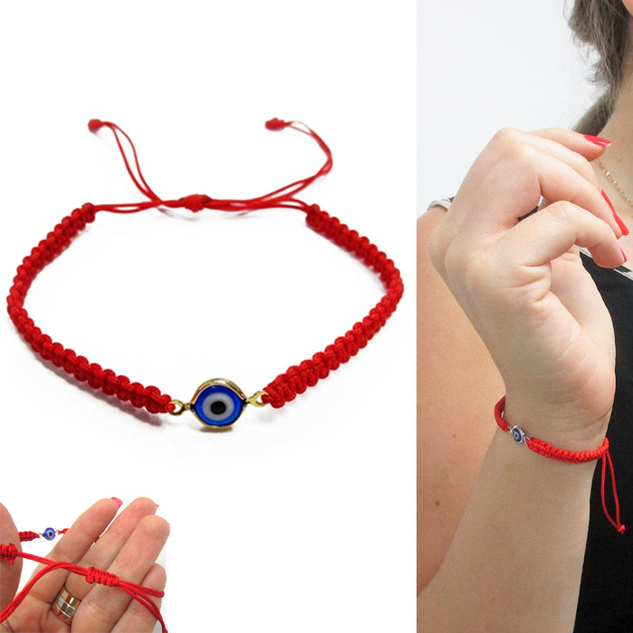 5 Pcs Evil Eye Red Kabbalah Bracelet Nazar Bead Adjustable Luck Charm Protection