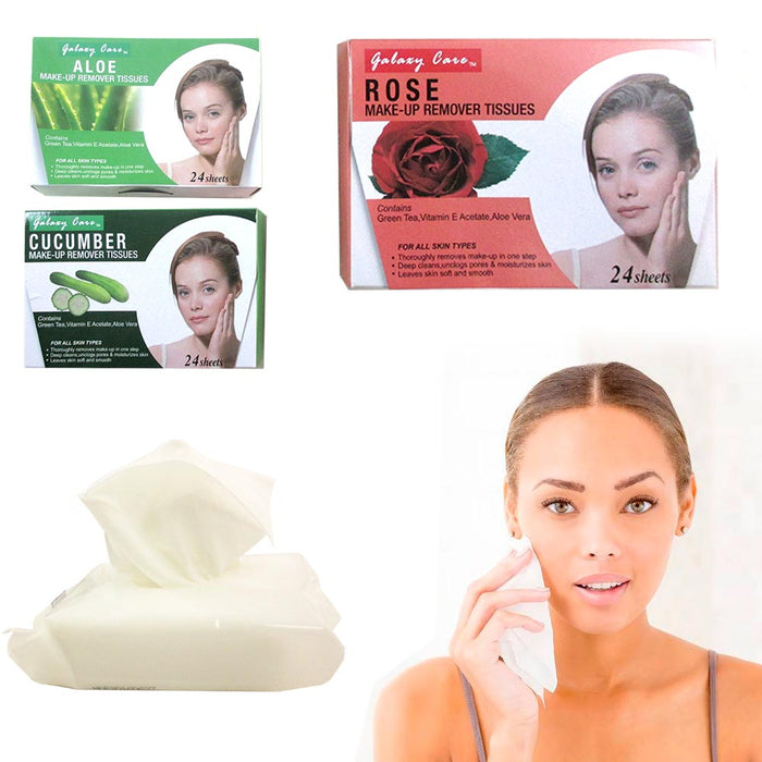 24 X Make Up Remover Cleansing Facial Towelettes Wipes Face Tissues Aloe Vera