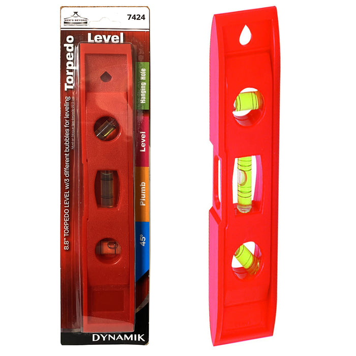 2 Pc Torpedo Level Magnetic 3 Vials Vertical Horizontal Electrician Carpenter