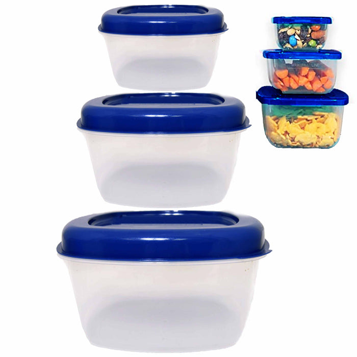 3 Pc Refrigerator Food Storage Assorted Container Microwaveable Plastic W/ Lids