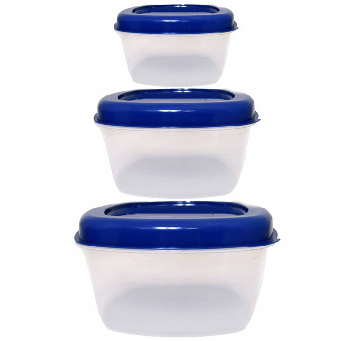 3 Pc Refrigerator Food Storage Assorted Container Microwaveable Plastic W/ Lids