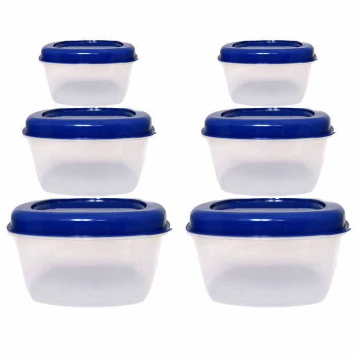 6 Pc Food Storage Containers Airtight Lids Assorted Microwave Bowls Meal Prep