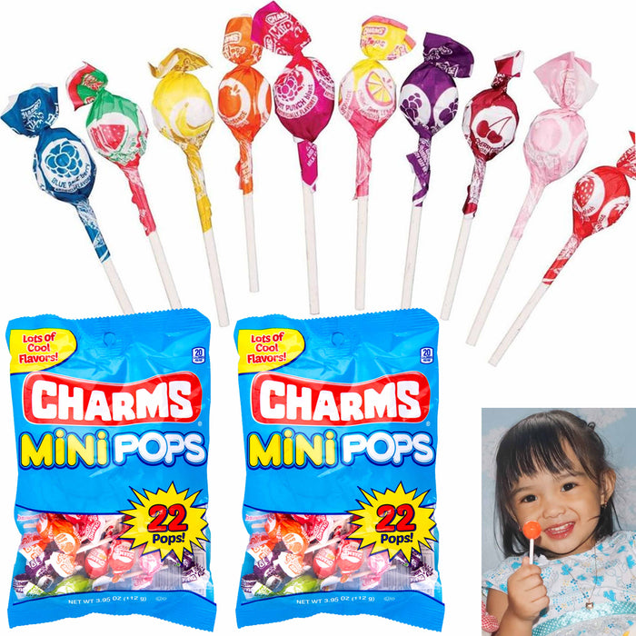 44 Charms Mini Pops Assorted Flavors Lollipops Colorful Sucker Party Favor Candy