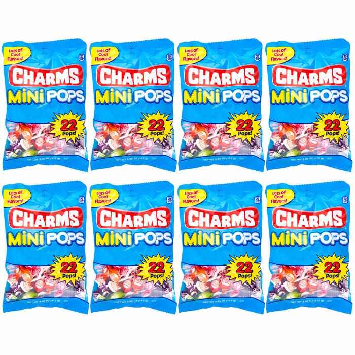 8 Bags Charms Lollipops Suckers Mini Pops Fruit Flavor Assorted Candy 176pc Bulk
