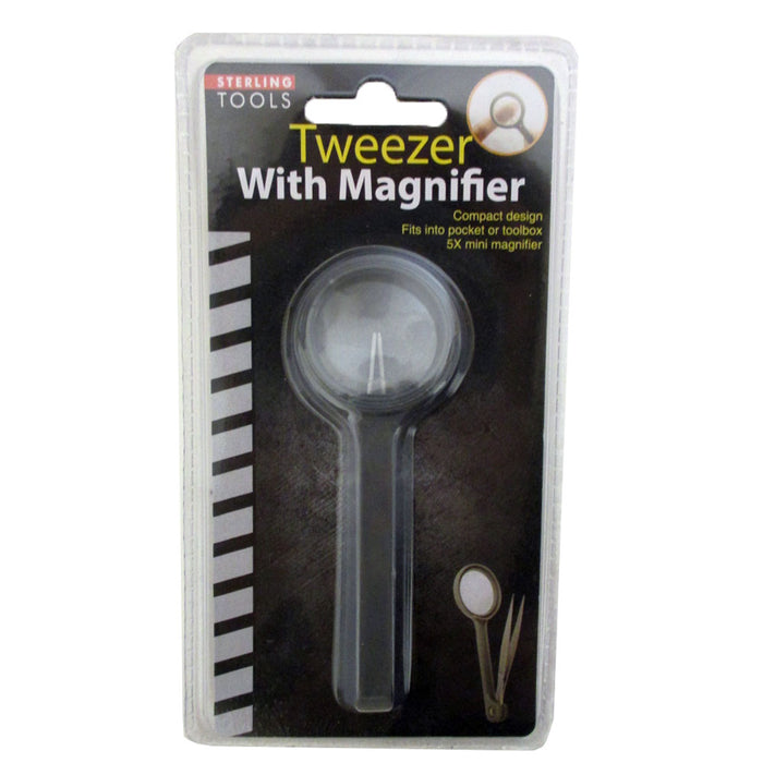 Magnifying Glass Tweezers Steel Tool Splinters Loupe First Aid New Survival Kit