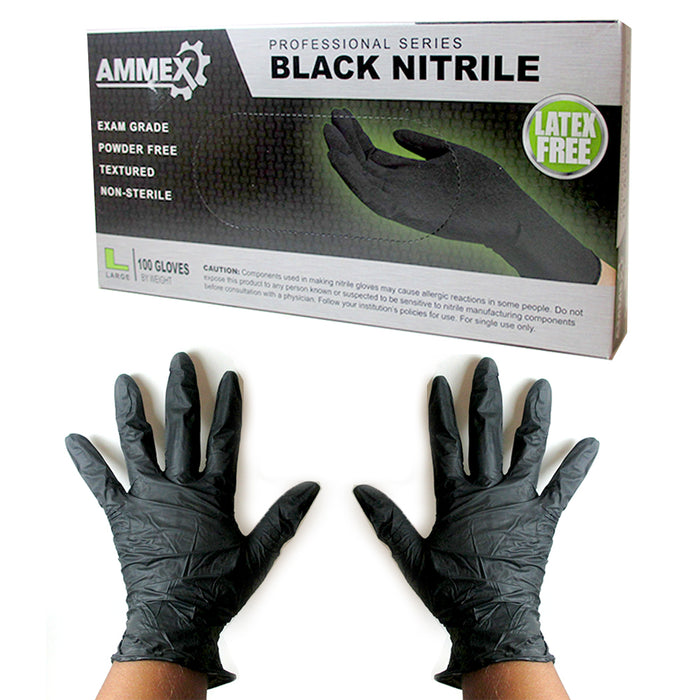200 Nitrile Disposable Gloves Powder Free Non Latex Food Grade Clean Large Black