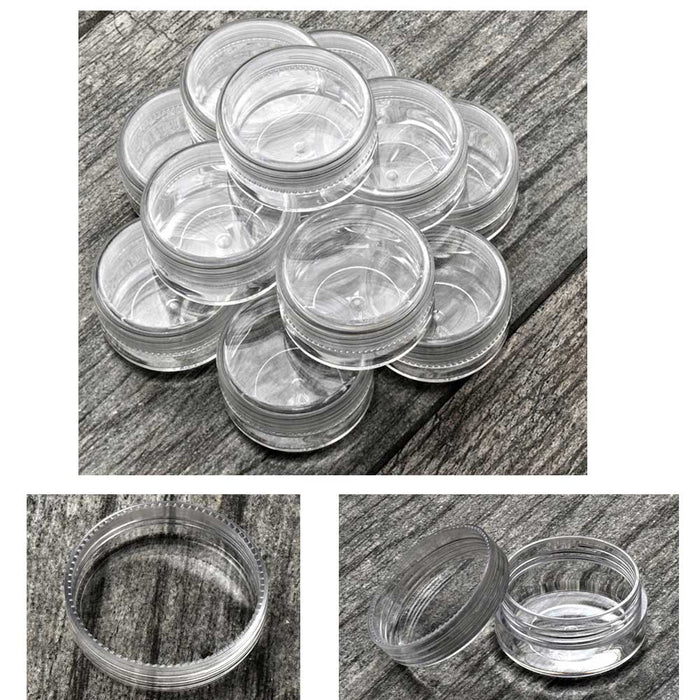 12PC Round Clear Jars Gemstone Storage Plastic Container with Lid Jewelry Makeup
