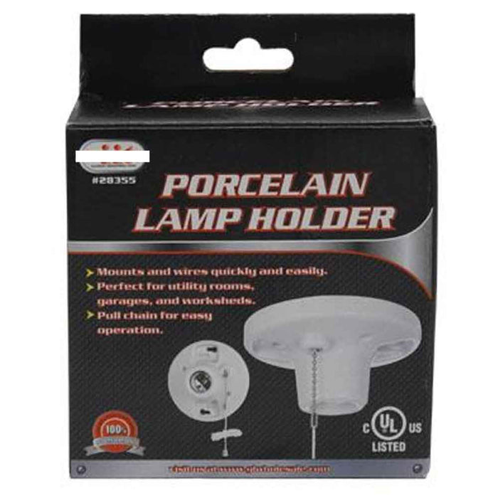 1 Porcelain Ceiling Lamp Holder With Pull Chain White Bulb Mount Light Fixture
