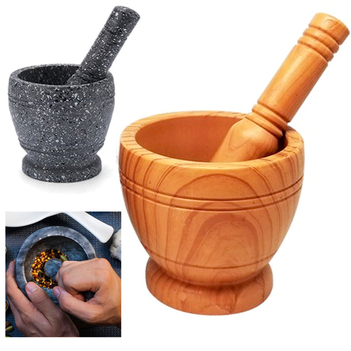 1 Mortar and Pestle Set Mixing Bowl Spice Guacamole Grinder Grinding Kitchen