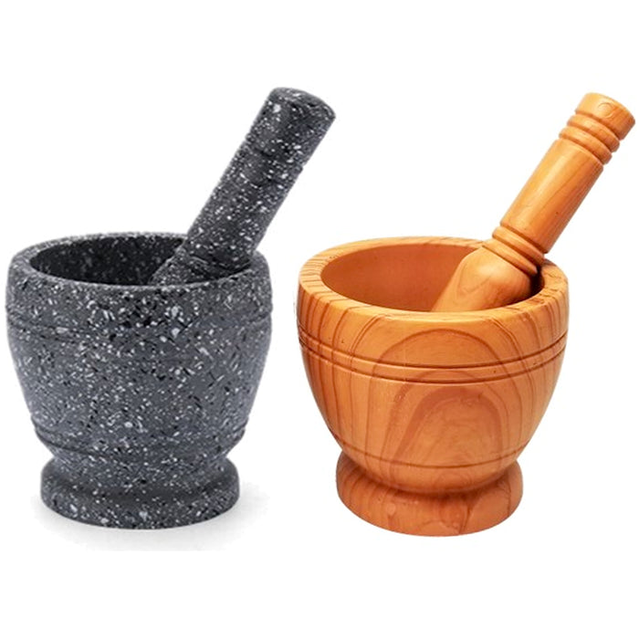 1 Mortar and Pestle Set Mixing Bowl Spice Guacamole Grinder Grinding Kitchen