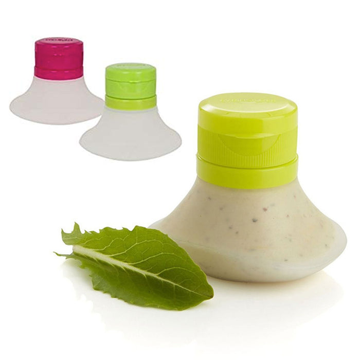 4 Pc Travel Saucer Condiment Container Salad Dressing Silicone Leak Proof Bottle
