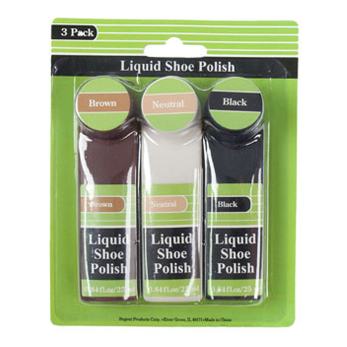 3 Pc Set Shoe Polish Liquid Shine Care Kit Black Brown Neutral Boots Shoes Care