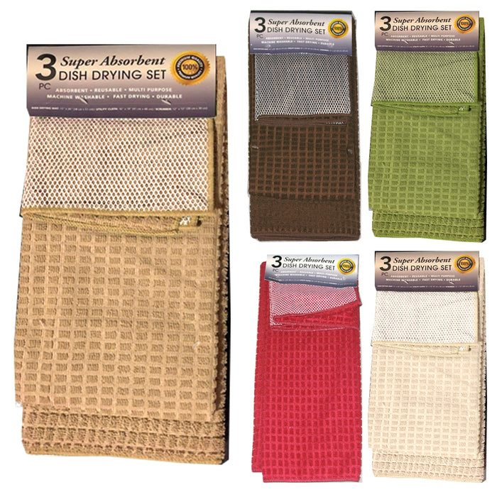 3 X Set Dish Drying Mat 15"x20" Super Absorbent Microfiber Towel Drainer Kitchen