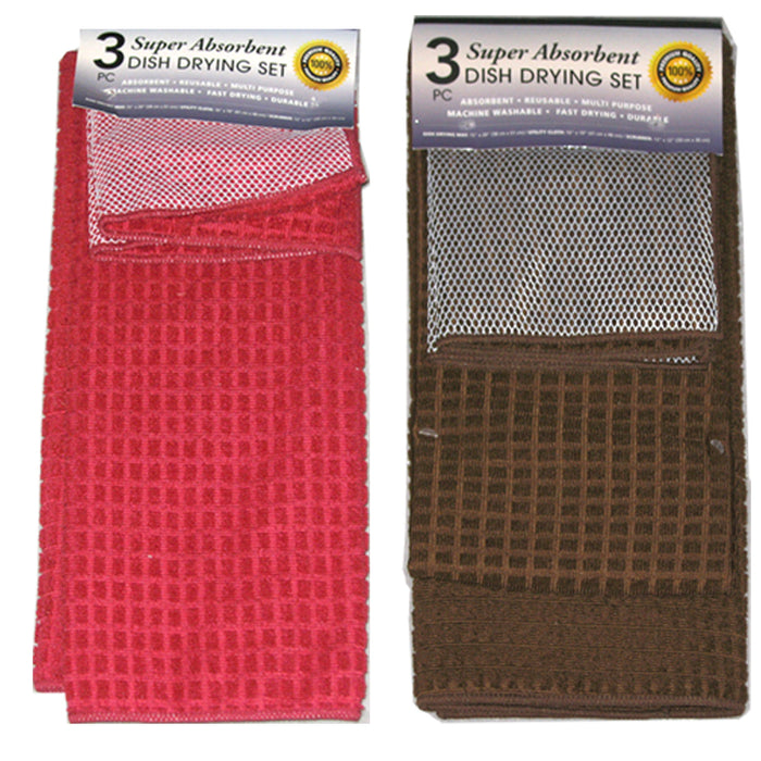 3 X Set Dish Drying Mat 15"x20" Super Absorbent Microfiber Towel Drainer Kitchen
