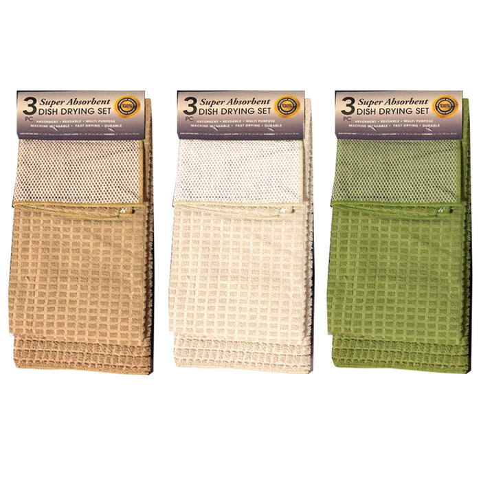 3 X Set Dish Drying Mat 15"x20" Super Absorbent Microfiber Towel Drainer Kitchen