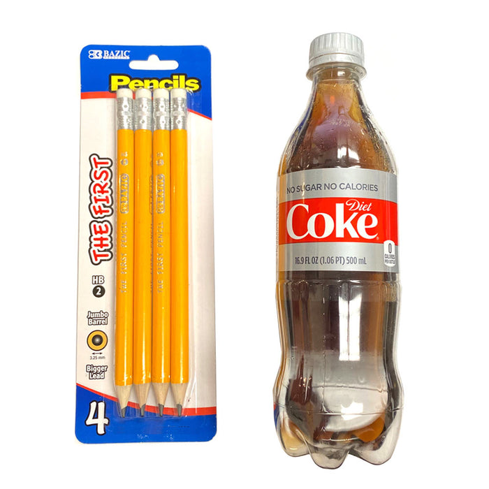 4 Pc First Jumbo Yellow Pencil Premium Wooden School Supplies Arts Crafts Bazic