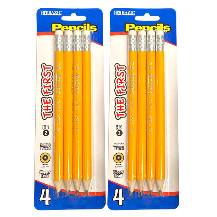 8 PC Premium Jumbo Yellow Pencils The First Wooden School Supplies Arts Crafts