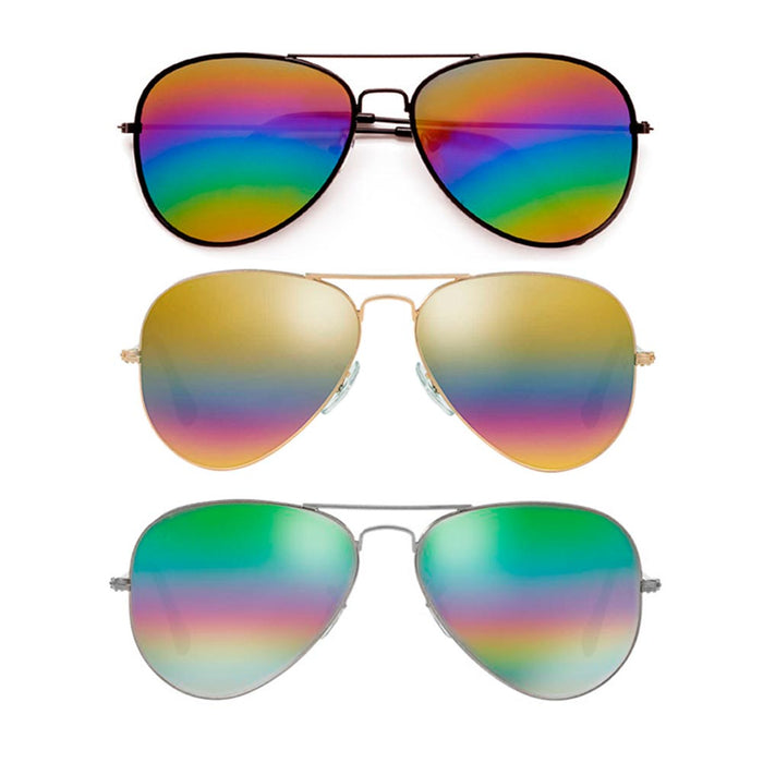 Pilot Sunglasses Rainbow Lens Metal Frame Vintage Fashion Retro Shades UV400 New