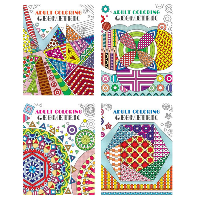 4 Adult Coloring Book Geometrical Stress Relief Relaxation Meditation Therapy !