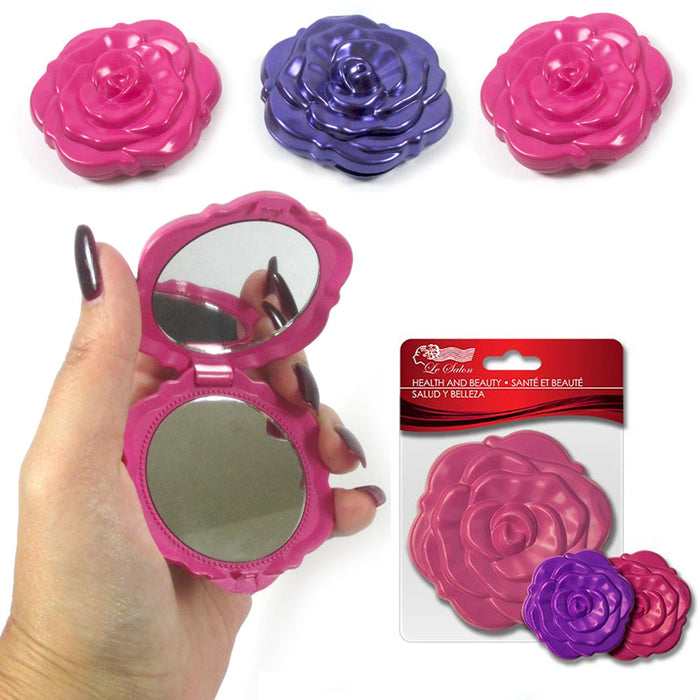 3 Set Compact Mirror Portable Pocket Rose Double Sided Folding Magnifying Makeup