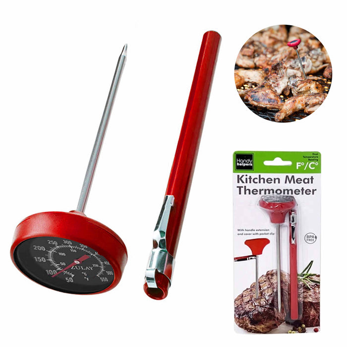 1 Pocket Clip Meat Thermometer Handle Food Grilling Cooking BBQ Smoker Kitchen