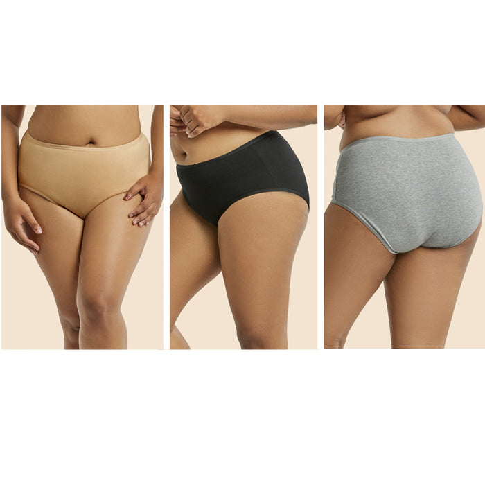 6 Women Plus Size Underwear Briefs Panties Bikini Full Coverage 2XL Cotton Solid
