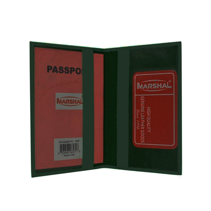 Genuine Leather Passport Holder Cover Wallet Travel Case Emblem Gold Dark Green