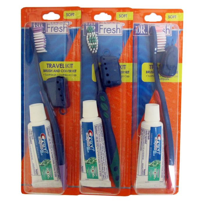 Toothbrush Toothpaste Kit Travel Set Crest .85 oz Holder 3 Piece Set Compact New