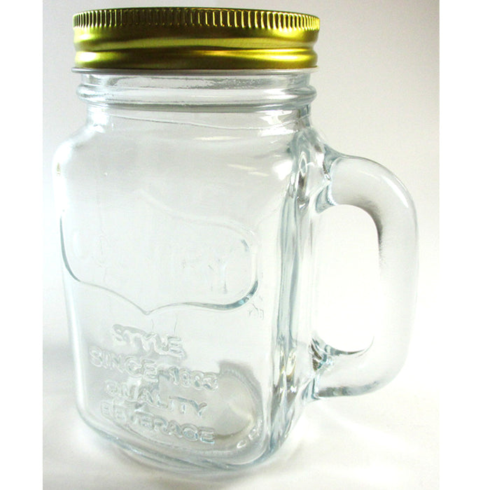 4 Mason Jar With Handle Lid Mug Rustic Bridal Wedding Drinking Glass 13.5 oz!