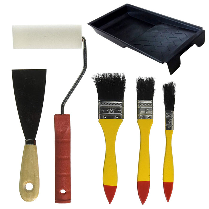 6pcs DIY Painting Tools Kit Pro Roller Wall Brush Painting Handle Edger Tools