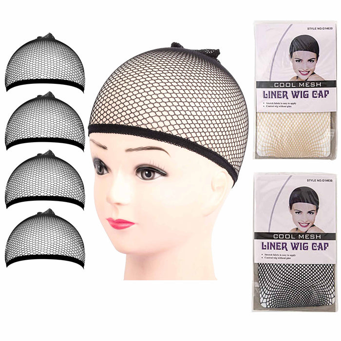 4 Pc Hair Elastic Wig Cap Fishnet Liner Weaving Mesh Stocking Snood Sleep Net