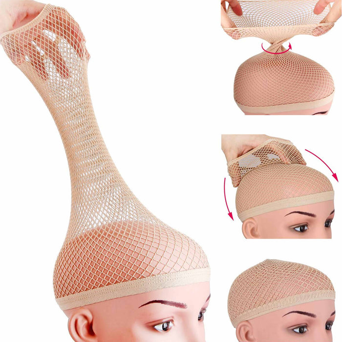 8 Pc Mesh Stocking Caps Hair Net Elastic Wig Fishnet Liner Weaving Snood Sleep