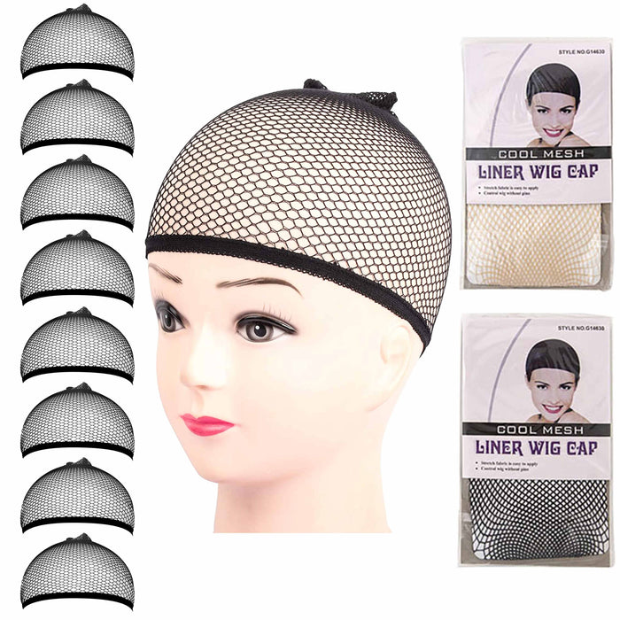 8 Pc Mesh Stocking Caps Hair Net Elastic Wig Fishnet Liner Weaving Snood Sleep