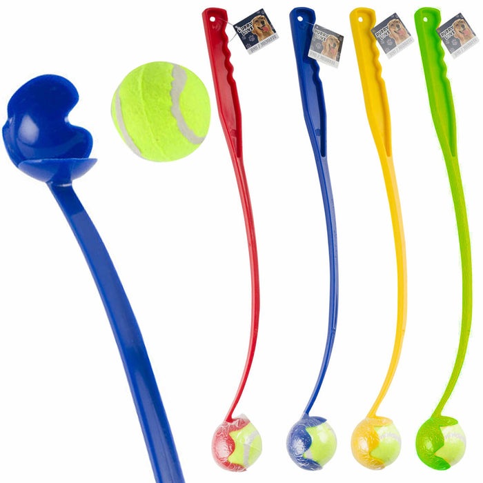 1 Pet Ball Launcher Set Chuck Tennis Scoop Toss Dog Play Fetch Game Fun Training