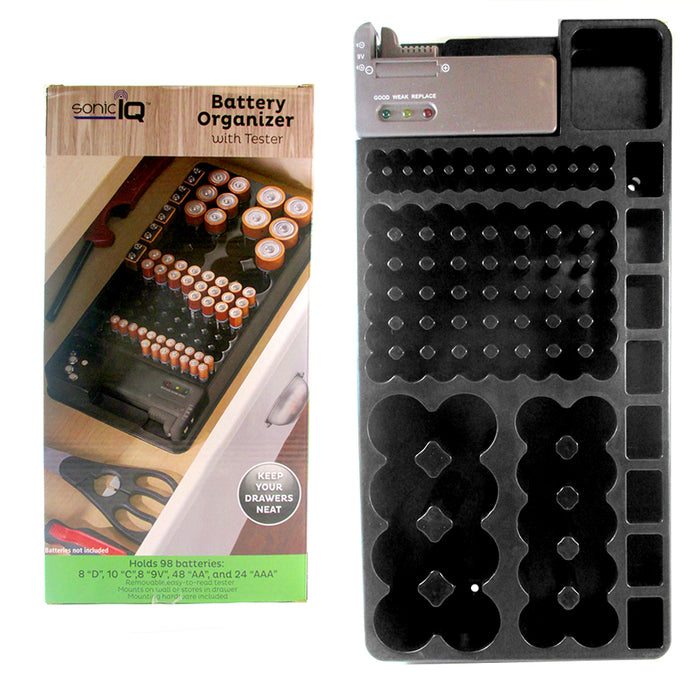 1 X 98 Battery Storage Organizer Removable Tester Storage Rack Holder AA AAA 9V