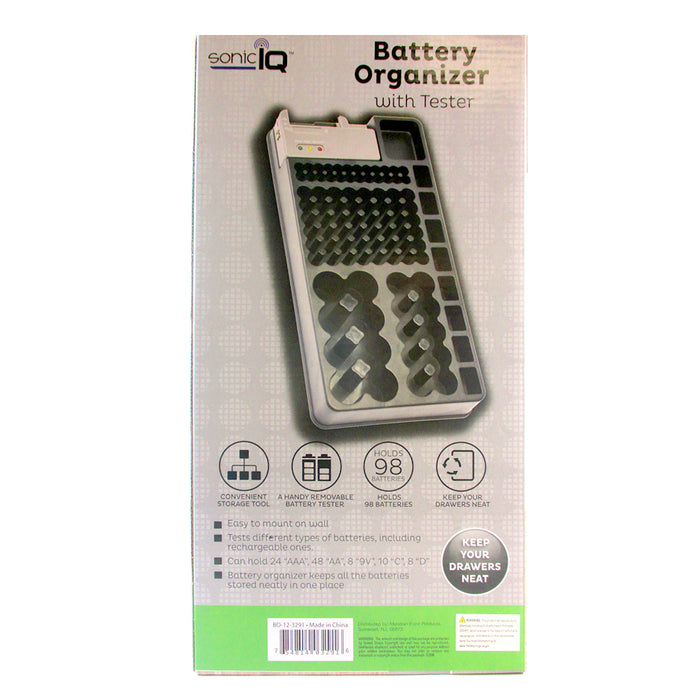 1 X 98 Battery Storage Organizer Removable Tester Storage Rack Holder AA AAA 9V