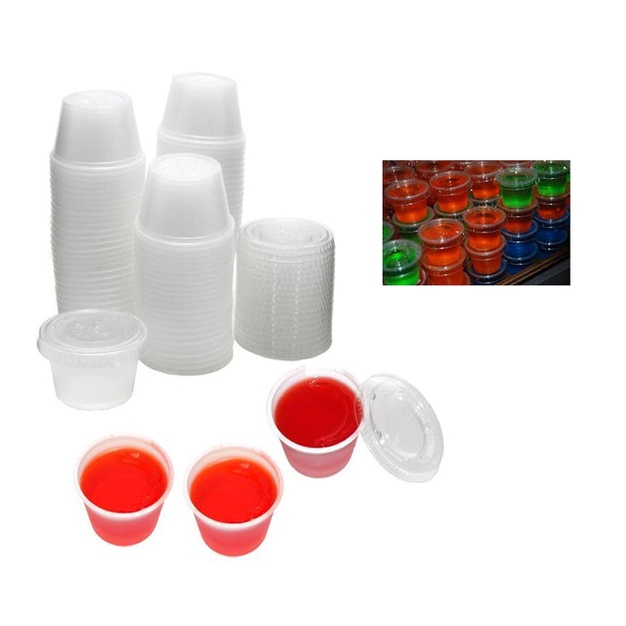 32 X Shot Glasses Lids 2.5 Oz Souffle Portion Cups Clear Plastic Bulk