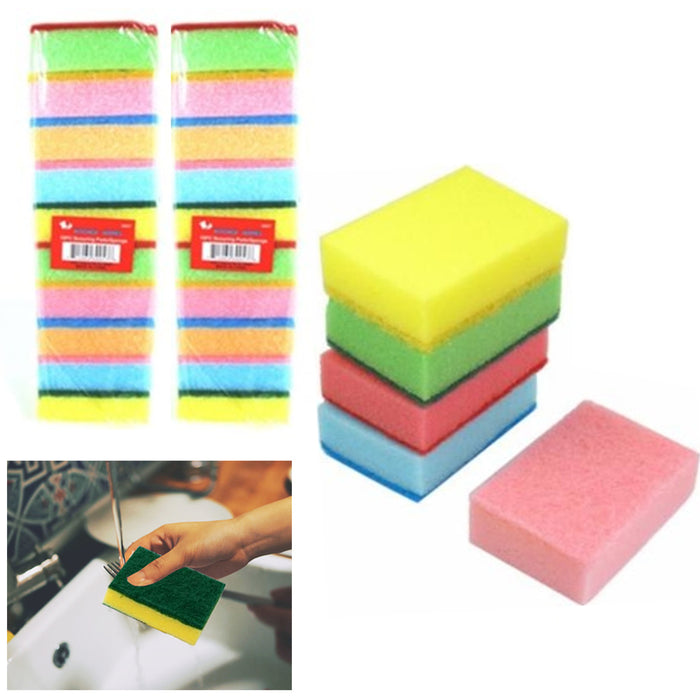 20 Cleaning Scrub Sponges Scouring Dish Pads Kitchen Sink Bathroom Heavy Duty