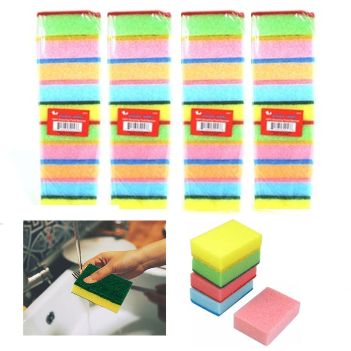 40 Sponge Scouring Pads Kitchen Dishes Cleaner Scour Scrub Cleanning Wholesale !