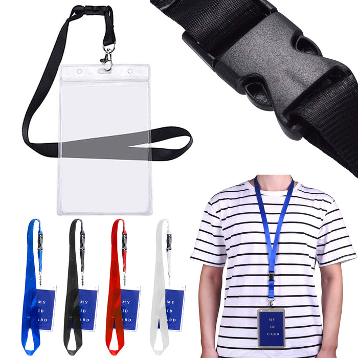 8 Pc Neck Strap Lanyard ID Name Badge Card Holder Vertical License Clear Case