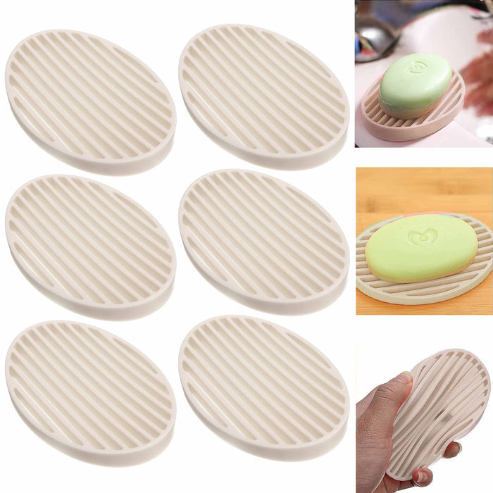 6 Silicone Bar Soap Saver Dish Tray Draining Holder Rack Case Bathroom Shower