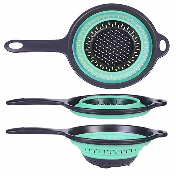 1 Colander Collapsible Silicone Strainer Drain Pasta Vegetables Liquid Handle