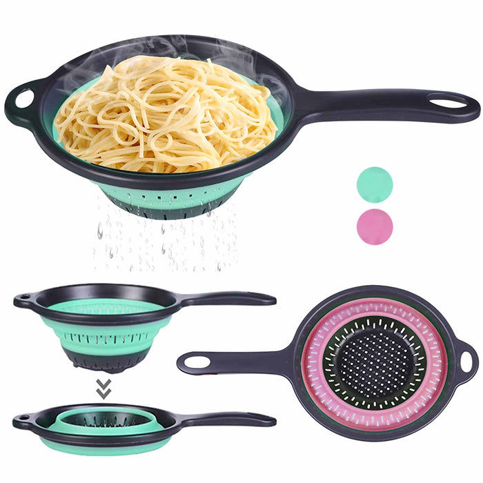 1 Colander Collapsible Silicone Strainer Drain Pasta Vegetables Liquid Handle