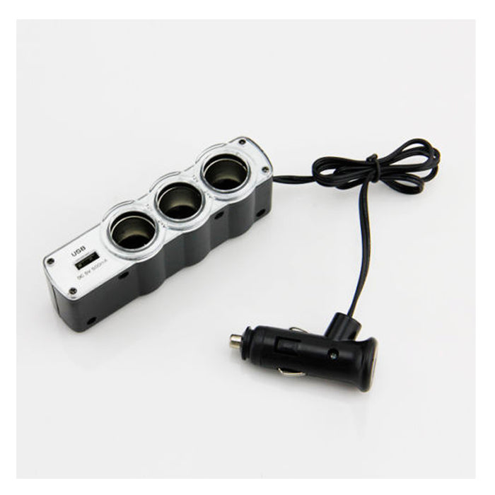 USB Port 3 Way Car Cigarette Lighter Socket Splitter 12V/24V Charger Adapter New