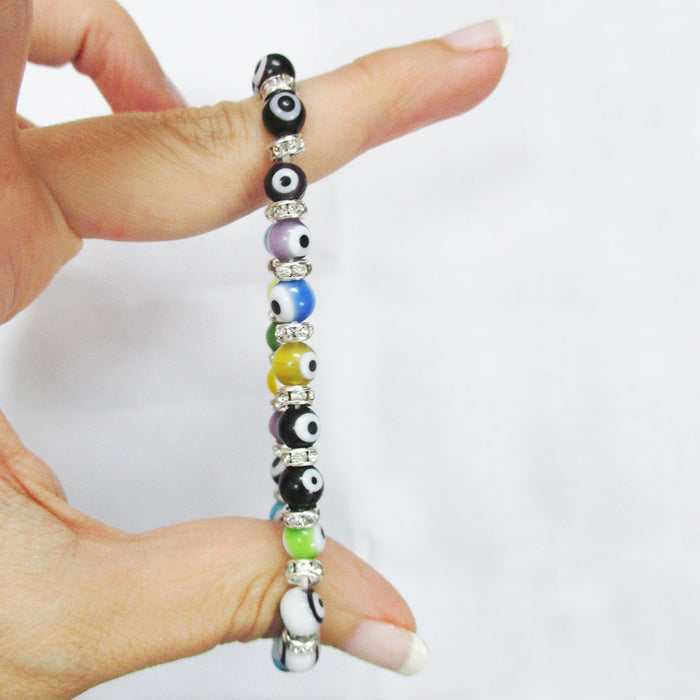 1 Evil Eye Beads Bracelet Glass Stretch Hamsa Nazar Lampwork Luck Kabbalah 6 Mm