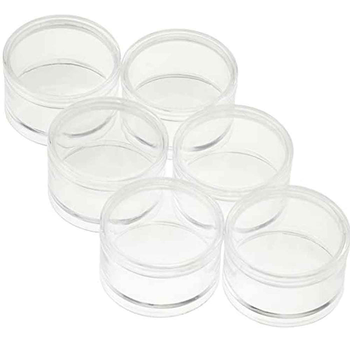 6 Empty Clear Jars 2" Cosmetic Screw-On Lid Travel Sample Cream Container Makeup