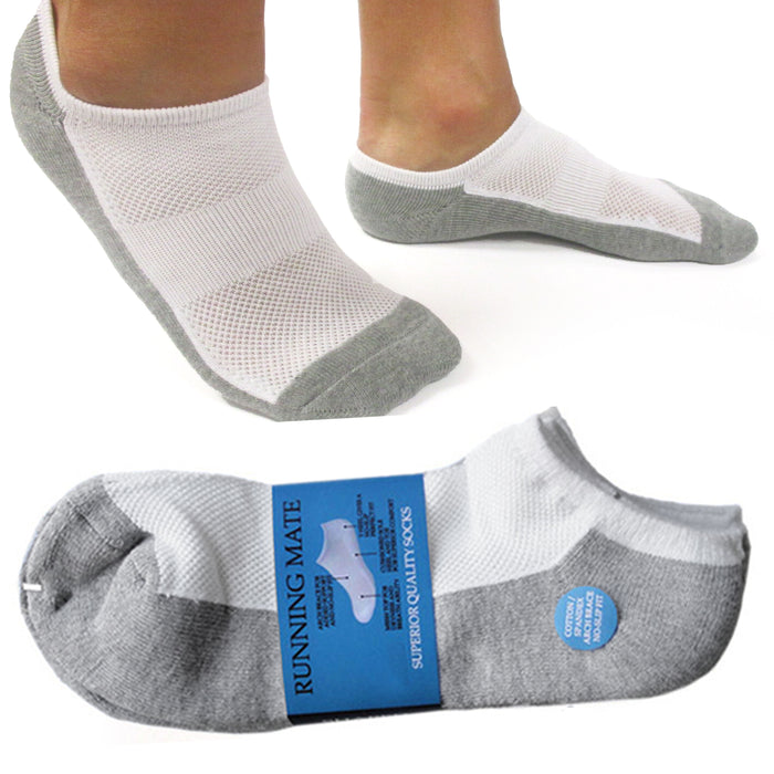 6 Pair Athletic Invisible Low Cut Socks Ankle Running Sport Men Women White 9-11